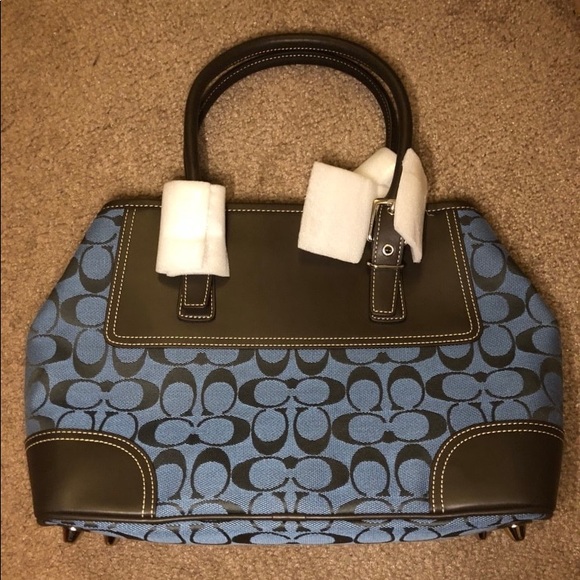 Coach Blue Monogram Satchel Authentic BNWT - Picture 2 of 4